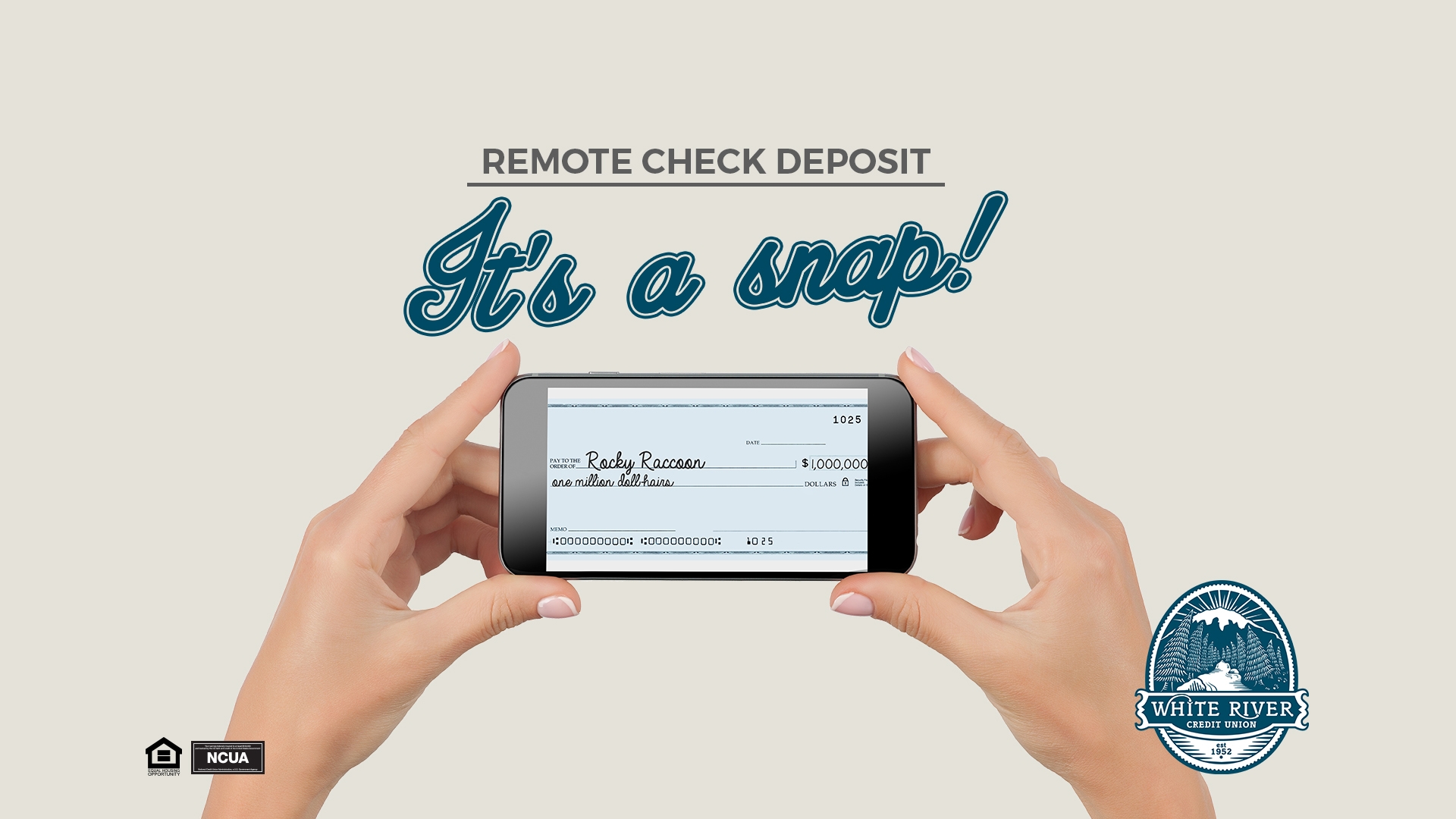 Remote check deposit It's a snap!